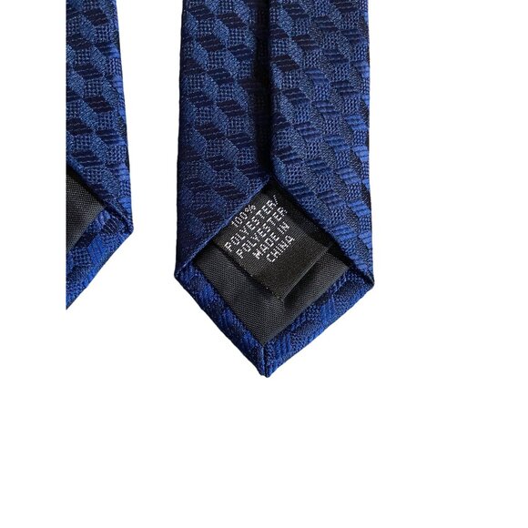 Vintage Arrow Mens Necktie Navy Solid Textured Geometric Corpcore Dad Gift - Picture 4 of 6